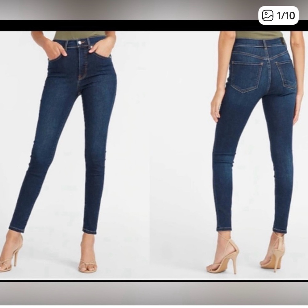 Express dark wash‎ legging mid rise denim jeans. Size 12R.